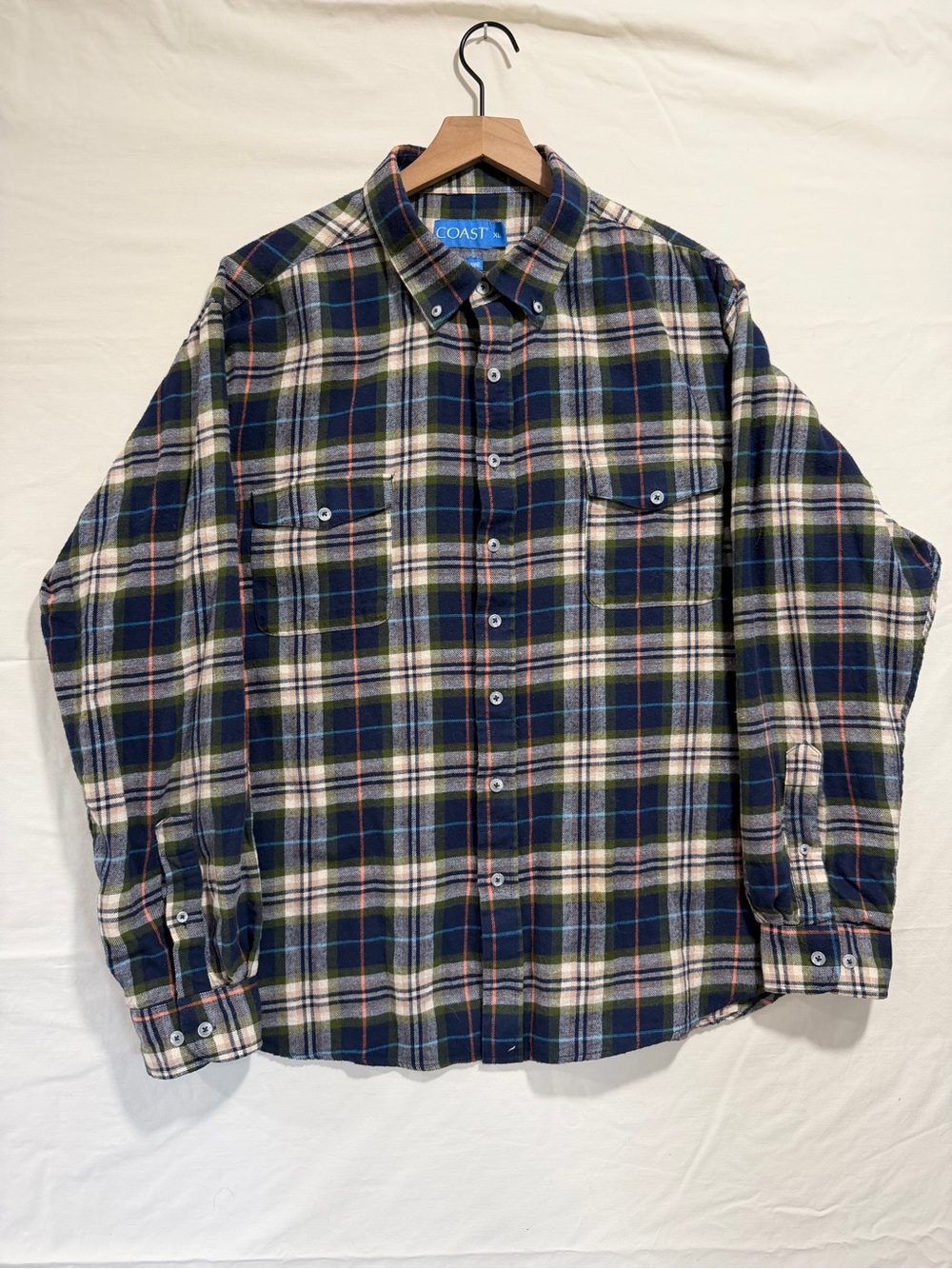 COAST Waterfront Flannel Men’s XL Plaid Button Down Shirt